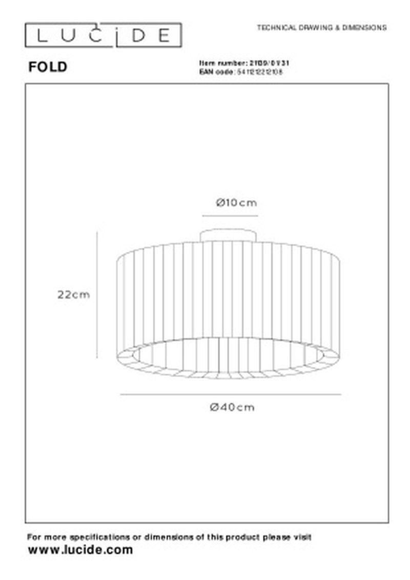 Lucide FOLD - Zapustené stropné svietidlo - Ø 40 cm - 1xE27 - Biele